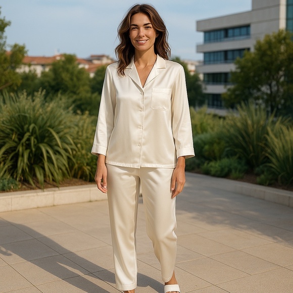 Victoria's Secret Gold Label White Pajama Set - Picture 2 of 15